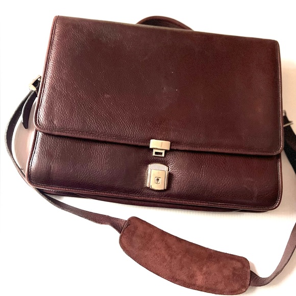 Jack Georges Brown Pebbled Leather Briefcase